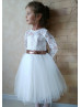 White Lace Flower Girl Dress With Sequin Sash